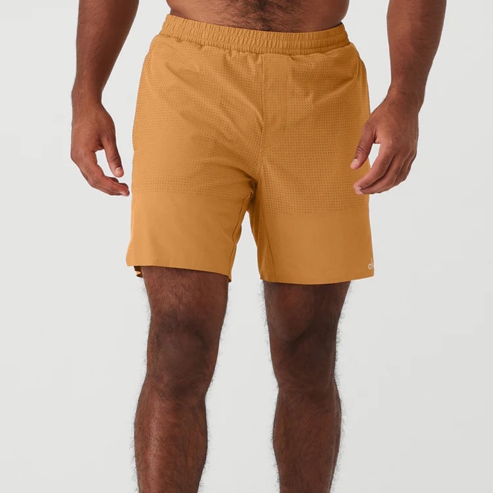 ALO Yoga Men's Athletic Shorts in Mustard